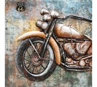 Quadro in metallo lavorato a mano con scena di una moto su Route 66 da 100 cm