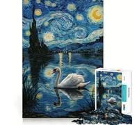 Quadro in stile "Cigno nella notte stellata" - Puzzle da 1000 pezzi per adolescenti - Gioco di abilità mentale, momento di condivisione, taglio di precisione, pezzo da collezione 38x52cm