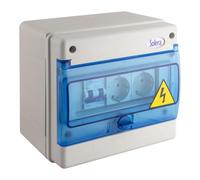 Quadro industriale montato a 8 elementi. Dimensioni compatte di 215x160x200 mm, ideale per ottimizzare lo spazio e mantenere l'ordine in impianti elettrici. Modello 1308A-C9.