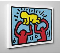 Quadro Keith HARING Radiant Baby Stampa su Tela Cotone Vernice Pennellate