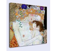 Quadro Klimt Madre e bambino - Klimt donna con bambino - stampa su tela canvas con o senza telaio (CM 90X90, QUADRO CON TELAIO IN LEGNO)