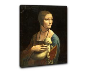 Quadro La dama con Ermellino di Leonardo da Vinci 60 x 45 x 1,7 cm con telaio