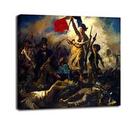 Quadro La Libertà che guida il popolo - Eugène Delacroix - stampa su tela canvas con o senza telaio (QUADRO CON TELAIO IN LEGNO, CM 60X47)