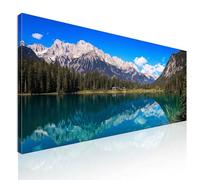 Quadro lago di montagna, quadro xxl, decorazione da parete, quadro moderno soggiorno, Paesaggio mozzafiato lago di montagna con riflessi sull'acqua mow26-120x50 cm