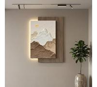 Quadro LED 3D Montagna con Design a Doppio Strato e Spina, Scultura da Parete Effetto Sabbia e Luce Calda per Soggiorno Camera Corridoio(80x120cm(31.5x47.2in),B)