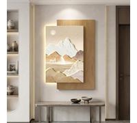Quadro LED 3D Montagna con Design a Doppio Strato e Spina, Scultura da Parete Effetto Sabbia e Luce Calda per Soggiorno Camera Corridoio(90x130cm(35.4x51.2in),C)