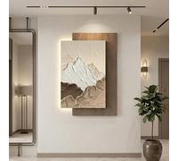 Quadro LED 3D Montagna con Design a Doppio Strato e Spina, Scultura da Parete Effetto Sabbia e Luce Calda per Soggiorno Camera Corridoio(70x100cm(27.6x39.4in),A)