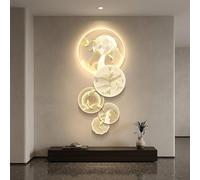 Quadro LED con Orologio e Luce, Decorazione Murale 3D con Nove Pesci e Paesaggio, Alimentazione a Presa, per Ingresso e Soggiorno(150x65cm(59.1x25.6in),B)