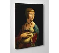 Quadro Leonardo da Vinci Dama con l'Ermellino Stampa su Tela Vernice Pennellate