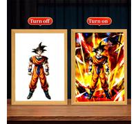 Quadro Luminoso Fan Dragon Ball Z Goku Vegeta Wall Art Poster Lampada LED 23x17