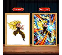 Quadro Luminoso Fan Dragon Ball Z Goku Vegeta Wall Art Poster Lampada LED 23x17