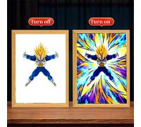 Quadro Luminoso Fan Dragon Ball Z Goku Vegeta Wall Art Poster Lampada LED 23x17
