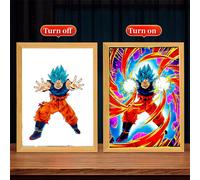 Quadro Luminoso Fan Dragon Ball Z Goku Vegeta Wall Art Poster Lampada LED 23x17