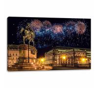 Quadro luminoso Notte a Vienna con fuochi d'artificio 60x40cm