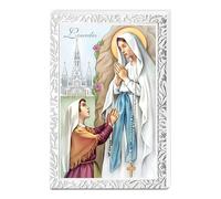 Quadro Madonna di Lourdes Bernadette cornice argento Valenti 18x12 cm
