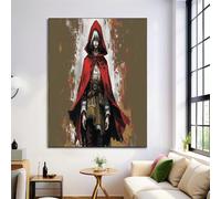 Quadro Mantello Ragazzo Camera da Letto Rosso Medievale Quadri Soggiorno da Parete, Stampa Su Tela, Canvas Decorazione Murale Muro Arredo Salone, 60x90cm, Senza Cornice