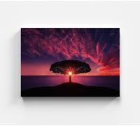 Quadro mare quadro su tela oceano un albero paesaggio natura tramonto quadro