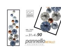 QUADRO METALLO PARETE PANNELLO DECORATIVO ARREDO BLU GRIGIO BRONZO CERCHI 9031