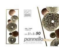 QUADRO METALLO PARETE PANNELLO DECORATIVO ARREDO ORO BRONZO CERCHI 31903,2CM
