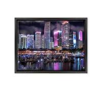 Quadro Miami Beach - Everglades Fort Lauderdale - USA America Florida Natura Paesaggio Panorama Moderno su Tela Canvas - con Cornice - 30x40cm - Stile Moderno Nero - (cod.5682)