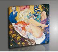 Quadro Milo Manara Il pittore e la modella Klimt Stampa su Tela Vernice Pennello