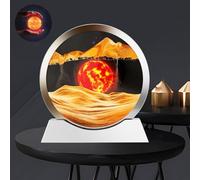 Quadro mobile con sabbia artistica, Decorazione da parete in vetro rotondo da 12 pollici, giocattolo da scrivania con sabbia in movimento 3D, cornice nera e bianca(C,White frame)