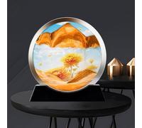 Quadro mobile con sabbia artistica, Quadro rotondo in vetro con sabbia in movimento 3D, decorazione da tavolo, 7,5 pollici, cornice bianca/nera(I,Black frame)