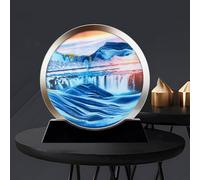 Quadro mobile con sabbia artistica, Quadro rotondo in vetro con sabbia in movimento 3D, decorazione da tavolo, 7,5 pollici, cornice bianca/nera(E,Black frame)