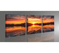 Quadro Moderno 3 pz. MARE E FARO CM 50x150 PAESAGGIO STAMPA SU TELA CANVAS
