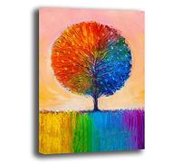 Quadro Moderno ALBERO della VITA Verticale arcobaleno Astratto Quadri moderni soggiorno da Parete XXL grande Stampa su tela Canvas Decorazione Murale muro Arredo Camera letto Cucina (70x100 cm, 7)
