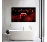 Quadro Moderno Astratto su Tela Animato Geometrico Gaming Controller 100L x 75l cm, Stampa su Tela con Telaio in Legno Pronto da Appendere Moderno per Soggiorno e Camera da Letto