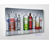 Quadro Moderno Bar Absolut Vodka Stampa su Tela Cotone Vernice Pennellate