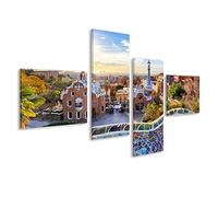 Quadro moderno Barcellona - Park Guell, Spagna Stampa su tela - Quadri moderni x poltrone salotto cucina mobili ufficio casa - fotografica formato XXL tantissime misure e formati disponibili IIW-4LP