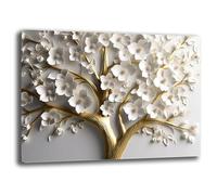 Quadro Moderno Camera da letto ALBERO della VITA FIORI BIANCHI Astratto Quadri moderni soggiorno fiore bianco Parete Stampa su tela Canvas Decorazione Murale muro Arredo Salone (10, 30x40 cm)