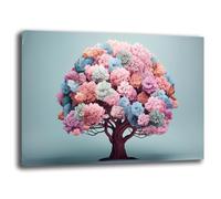 Quadro Moderno Camera da letto ALBERO della VITA Rosa Celeste Astratto Quadri moderni soggiorno da Parete XXL grande Stampa su tela Canvas Decorazione Murale muro Arredo Salone (9, 50x70 cm)