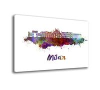 Quadro Moderno CITTA' città MILANO Quadri moderni da Parete XXL grande Stampa su tela Canvas Decorazione muro Murale Soggiorno Arredo Camera da letto Cucina (70x100 cm, milano)