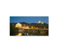 Quadro Moderno città TORINO Quadri moderni da Parete XXL grande 140x70cm Stampa su tela Canvas Decorazione Murale muro Soggiorno Arredo Camera da letto (PANORAMICA PONTE VITTORIO GRAN MADRE)