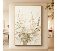 Quadro Moderno Da Parete Con Semplice Fiore, Dipinto A Mano Al 100% Con Colori Ad Olio, Ideale Per Il Soggiorno. Opera D'Arte Astratta Botanica Senza Cornice - Decorazione Originale Per La Casa. 40X