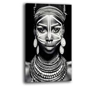 Quadro Moderno Donna Africa Black White Quadri moderni soggiorno da Parete XXL grande Stampa su tela Canvas Decorazione Murale muro Arredo Camera da letto Cucina (10, 50x100 cm)