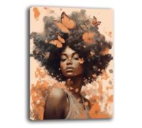 Quadro Moderno Donna farfalle fiori Quadri moderni soggiorno da Parete XXL grande Stampa su tela Canvas Decorazione Murale muro Arredo Camera da letto Cucina (4, 70x100 cm)