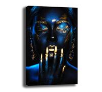 Quadro Moderno Donna Gold & Blue Quadri moderni soggiorno da Parete XXL grande Stampa su tela Canvas Decorazione Murale muro Arredo Camera da letto Cucina (50x70 cm, 5)