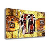 Quadro Moderno ETNICO arte africana donna sole africa Quadri moderni da Parete XXL grande Stampa su tela Canvas Decorazione muro Murale Soggiorno Arredo Camera da letto Cucina (70x100 cm, 4)
