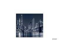QUADRO MODERNO IN SU VETRO TEMPERATO cm 80x70 GRANDE CITTA DI NOTTE PONTE LUCI