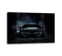 Quadro Moderno Lamborghini Reventon Nero Supercar Stampa Su Tela Poster Di Auto Sportive Notturne Di Arte Della Parete Per La Decorazione Della Camera Da Letto (1,100_x_160_cm(Senza cornice))