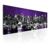 QUADRO MODERNO NEW YORK BIG APPLE DI NOTTE PURPLE 50X100 CM