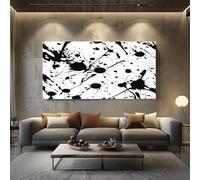 Quadro Moderno Soggiorno 60x120 cm Decorazioni da Parete Schizzi D'Inchiostro Astratti Grandi Quadro su Tela Nero Quadri Camera da Letto Quadri per Bagno, Senza Cornici