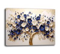 Quadro Moderno soggiorno ALBERO della VITA beige blu Astratto Quadri moderni da Parete XXL grande Stampa su tela Canvas Decorazione Murale muro Arredo Camera da letto Salone (9, 70x100 cm)