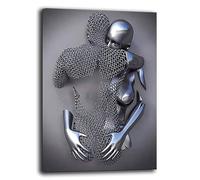 Quadro Moderno Soggiorno Verticale Coppia Astratto Abbraccio Quadri moderni da Parete Salone XXL grande Stampa su tela Canvas Decorazione Murale muro Arredo Camera letto Cucina (50x70 cm, 1)