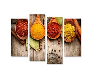 Quadro moderno Spezie ed erbe aromatiche curry, zafferano, curcuma, cannella cucina indiana Stampa su tela - Quadro x poltrone salotto cucina mobili ufficio casa - fotografica formato XXL
