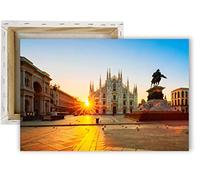 Quadro Moderno Stampa Quadro da parete Su Tela Quadri Moderni Arte Alba Duomo Milano Sole Piazza del Duomo Tramonto Monumento T381 (70x100)